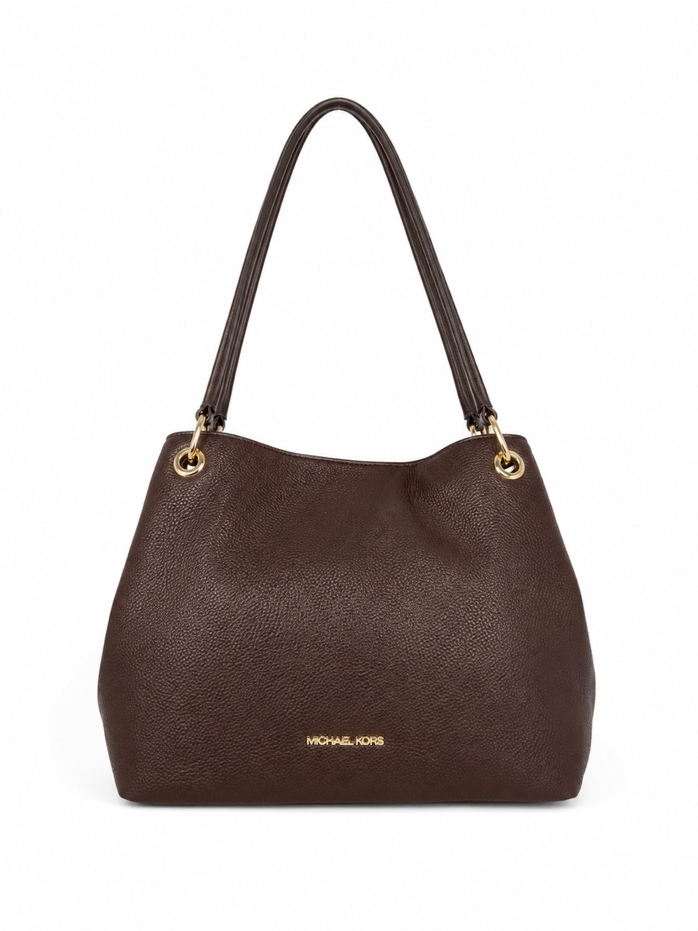 Michael Kors Dark Brown Pebbled Leather Shoulder Bag with Gold Hardware
